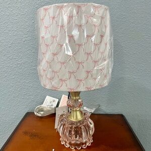Viral Karma Home Pink Bow Lamp With Pink Glass Pedestal